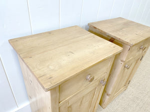 A Charming Pair of Antique English Pine Nightstands