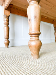 A Vintage  English Country Pine Over 6ft Dining Table