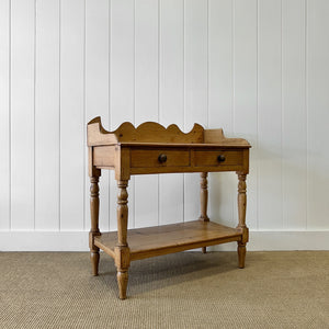 An English Country Pine Galleried Washstand or Console Table