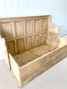 Antique 19th Century Swedish High Back Pine Bench