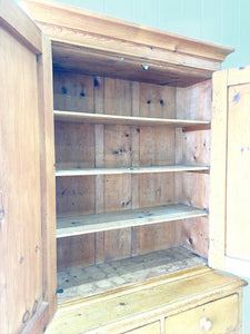 A 19th Century English Pine Linen Press Cupboard