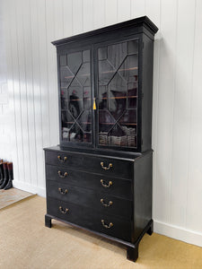 A Large and Early 19th Century Ebonized English Bookcase