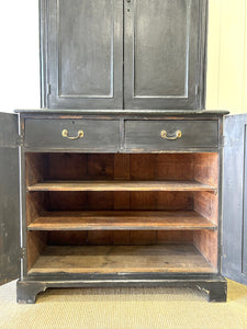 A Handsome English 19th Century Ebonized Pine Housekeeper's Cupboard