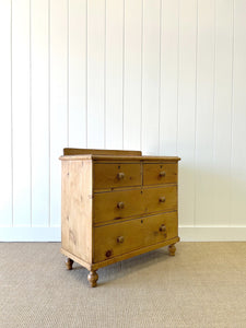 An Antique English Pine Chest of Drawers Dresser Tulip Feet c1890