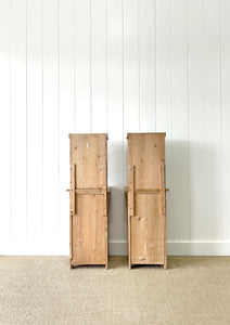 A Charming Pair of Antique Pine Nightstands with Upper Cabinets