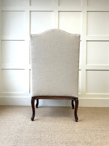 An Antique French Arm Chair with New Kravet Linen Upholstery