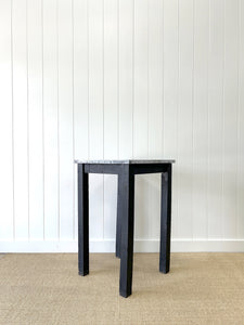 A Useful Zinc And Ebonized Oak High Top Table for Home or Garden