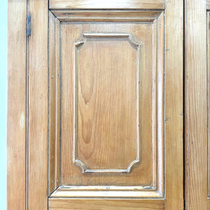 A 19th Century English Pine Linen Press Cupboard with Brass Hardware