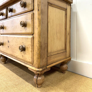 A Light Pine Antique English Sideboard on Tulip Feet c1890