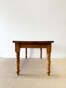 A Vintage  English Country Pine Over 6ft Dining Table