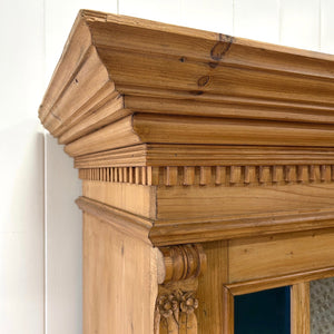 A Large French 19th Century Style Pine Bookcase with Glazed Doors