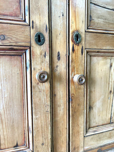 A Very Good Early 19th Century Irish Pine Linen Press Cupboard