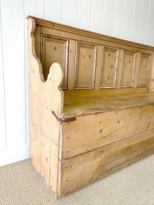 Antique 19th Century Swedish High Back Pine Bench