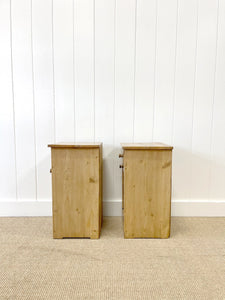 A Charming Pair of Antique English Pine Nightstands