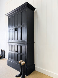 A Handsome English 19th Century Ebonized Pine Housekeeper's Cupboard