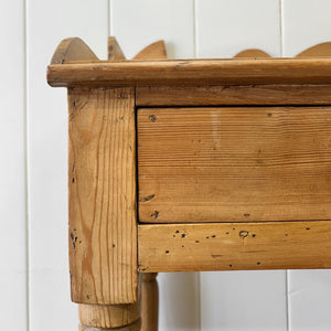 An English Country Pine Galleried Washstand or Console Table