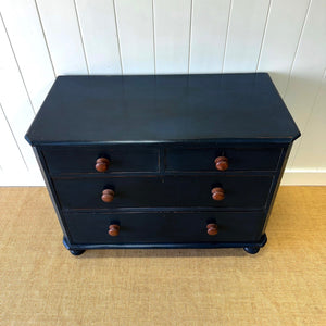 A Navy Blue English Pine Chest of Drawers Dresser c1890