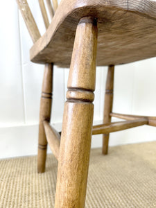 A Pair of Stick Back Elm Windsor Chairs with Natural Finish