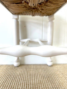 A Vintage English Wooden Stool with Rush Seat