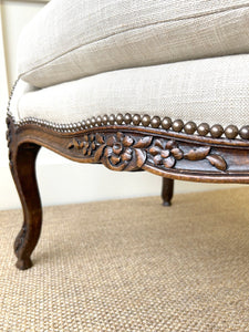 An Antique French Arm Chair with New Kravet Linen Upholstery