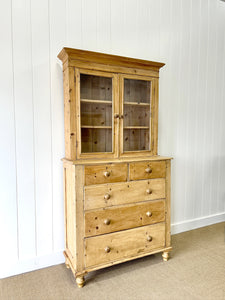 A 19th Century English Pine Bookcase Cabinet or Hutch