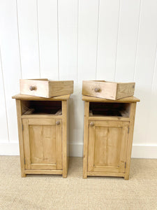 A Charming Pair of Antique English Pine Nightstands