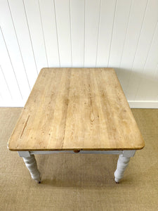 An Antique English Country Pine 4.5 ft Kitchen Dining Table c1890