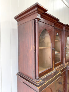 A Scottish Mahogany Breakfront Library or Dining Room Cabinet c1840