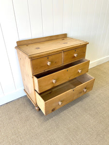 An Antique English Pine Chest of Drawers Dresser Tulip Feet c1890