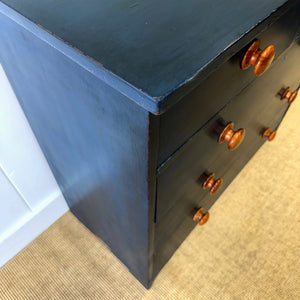 A Dark Blue English Pine Chest of Drawers Dresser c1890