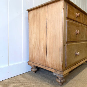 An Antique English Pine Chest of Drawers Dresser Tulip Feet c1890