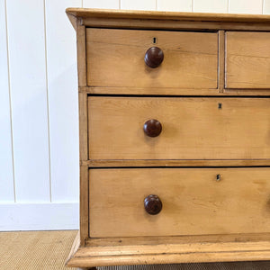 An Antique English Pine Chest of Drawers Dresser Tulip Feet c1890