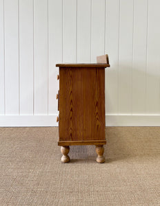 An Antique English Pine Chest of Drawers Dresser with Wooden Knobs c1890