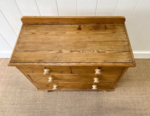 An Antique English Pine Chest of Drawers Dresser with Wooden Knobs c1890