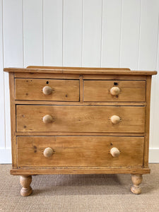 An Antique English Pine Chest of Drawers Dresser with Wooden Knobs c1890