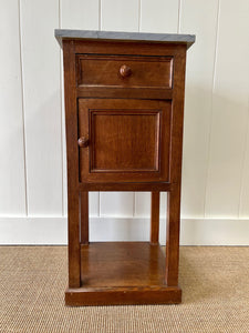 A 19th Century French Walnut  Nightstand with Drawer and Marble Top