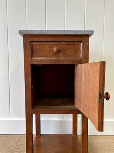 A 19th Century French Walnut  Nightstand with Drawer and Marble Top