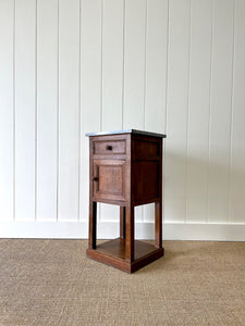 A 19th Century French Walnut  Nightstand with Drawer and Marble Top