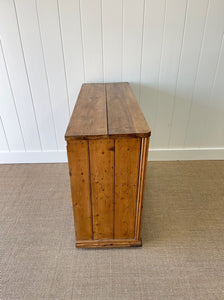 A Handsome English 19thc Pine Cupboard with Wooden Knobs