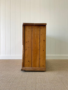 A Handsome English 19thc Pine Cupboard with Wooden Knobs