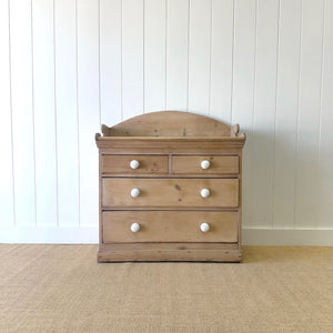 An Antique English Pine Chest of Drawers Dresser with Gallery c1890