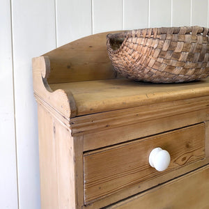 An Antique English Pine Chest of Drawers Dresser with Gallery c1890