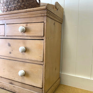 An Antique English Pine Chest of Drawers Dresser with Gallery c1890