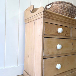 An Antique English Pine Chest of Drawers Dresser with Gallery c1890