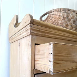 An Antique English Pine Chest of Drawers Dresser with Gallery c1890