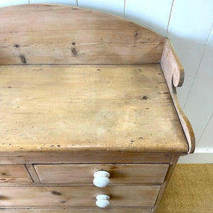 An Antique English Pine Chest of Drawers Dresser with Gallery c1890