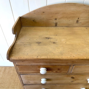 An Antique English Pine Chest of Drawers Dresser with Gallery c1890