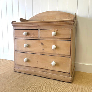 An Antique English Pine Chest of Drawers Dresser with Gallery c1890