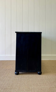 An Antique English Ebonized Black Chest of Drawers Dresser c1890