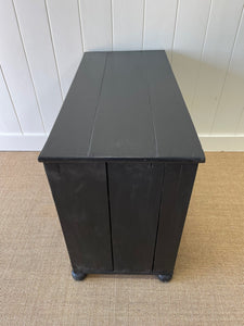 An Antique English Ebonized Black Chest of Drawers Dresser c1890